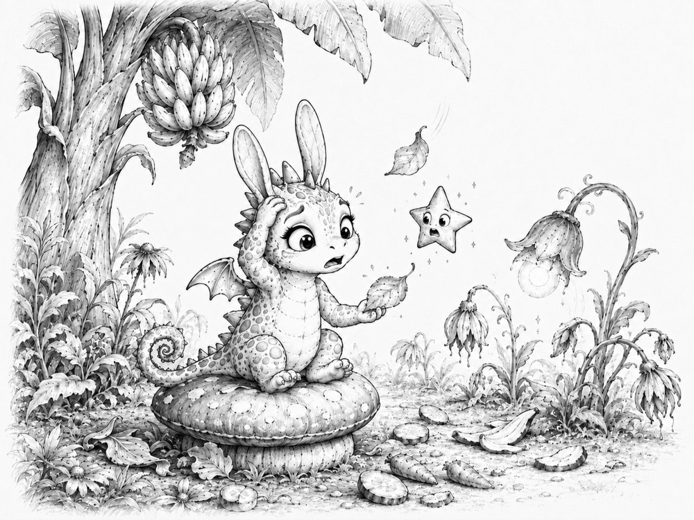 Banana Queen and Nova discovering the crown is missing in the magical garden